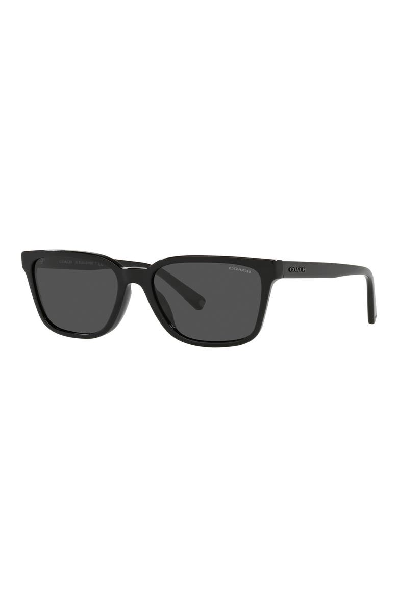 57mm Rectangular Sunglasses, Alternate, color, BLACK / DARK GREY SOLID