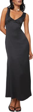 Princess Polly Lynsey V-Neck Satin Maxi Dress
