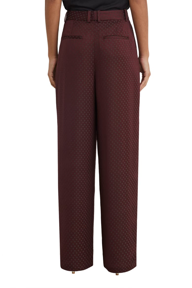 Tilly Jacquard Wide Leg Pleated Trousers, Alternate, color, BURGUNDY