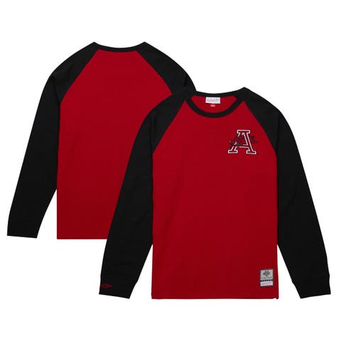 Men's Mitchell & Ness Cardinal Arkansas Razorbacks Legendary Slub Raglan Long Sleeve T-Shirt