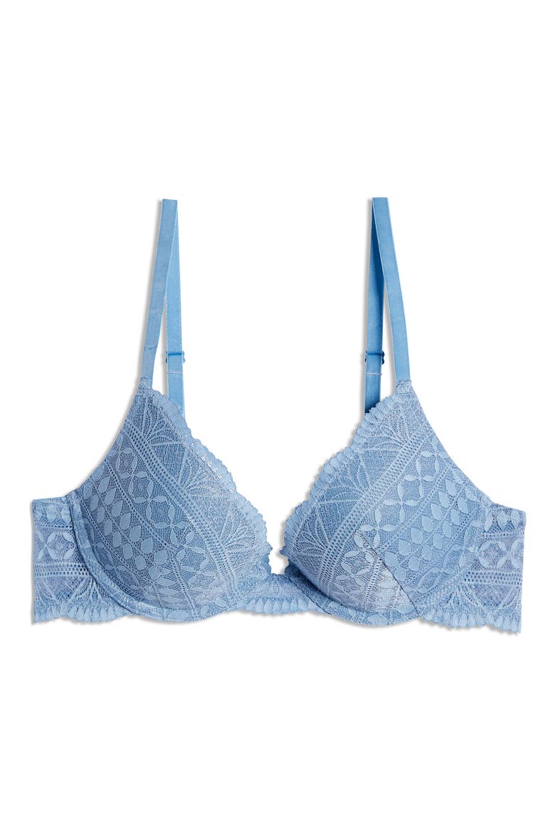 Idole No. 2 Underwire Plunge Push-Up Bra, Alternate, color, BLUE GREEN