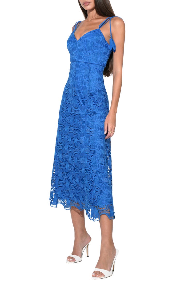 Blair Floral Embroidery Tie Strap Midi Dress, Alternate, color, ROYAL BLUE