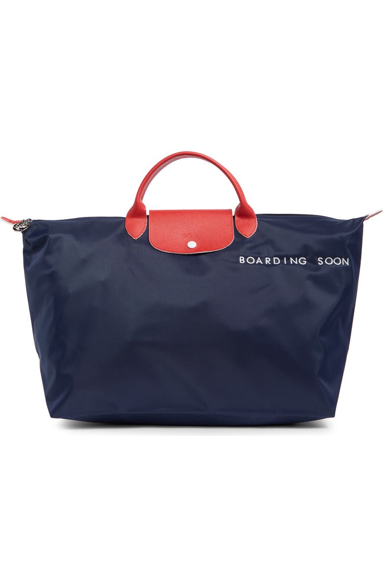 Longchamp My Pliage Club Travel Bag, Main, color, Navy/ Vermillion