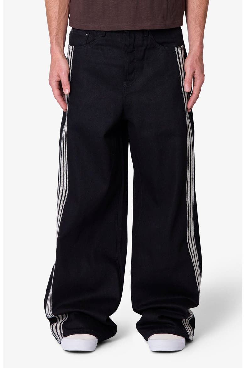 Rave Side Stripe Relaxed Leg Jeans, Main, color, BLACK