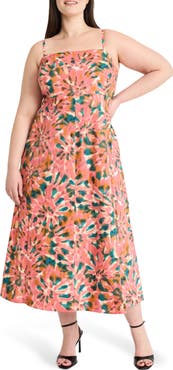The Good Journey Floral Sleeveless Cotton Smocked Back Midi Dress