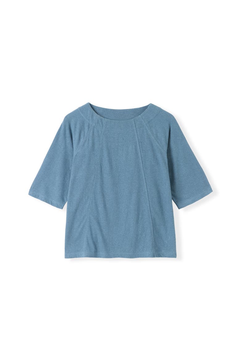 Linen Blend Short Sleeve Swing Top, Alternate, color, Smoke Grey