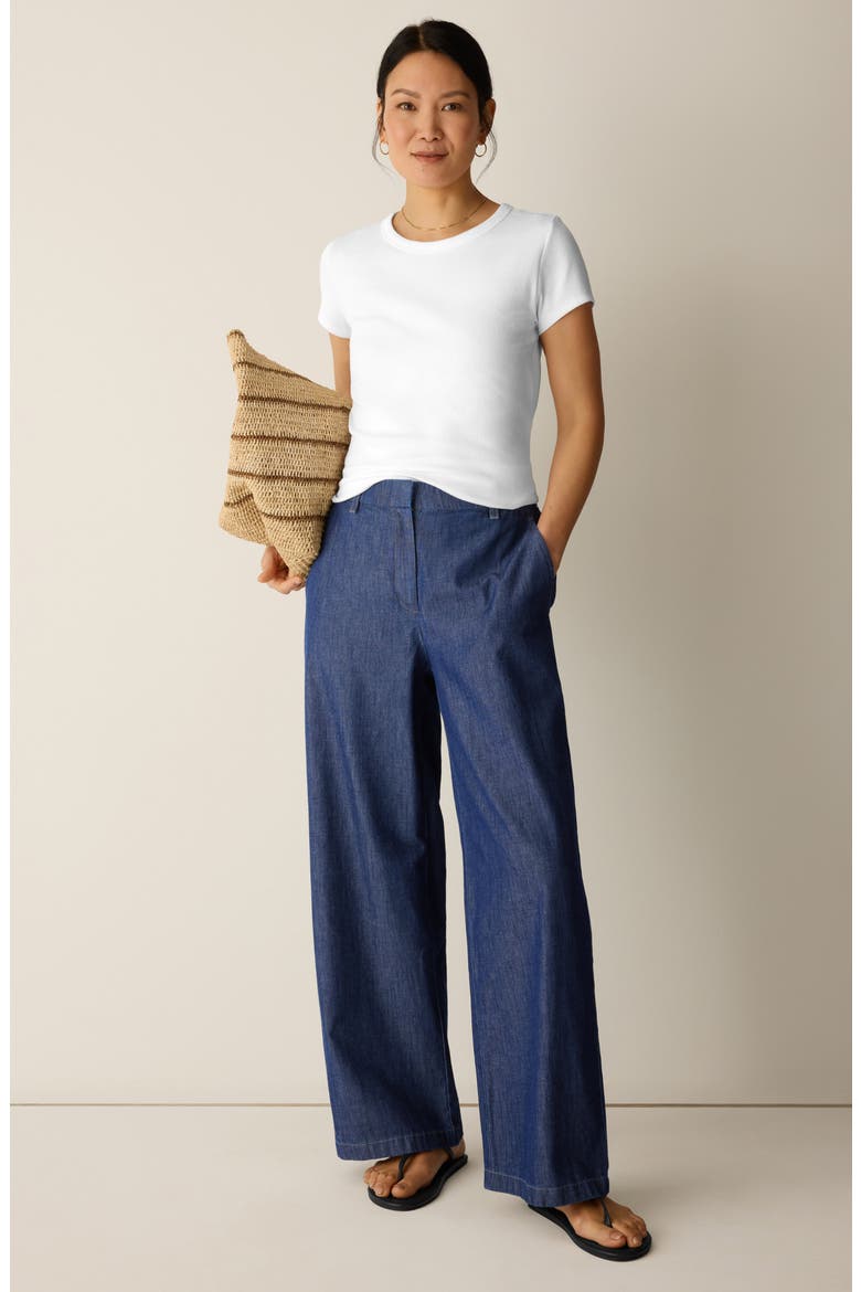 Wide Leg Organic Cotton Denim Pants, Alternate, color, DARK INDIGO