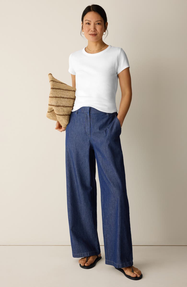Eileen Fisher Wide Leg Organic Cotton Denim Pants, Alternate, color,
