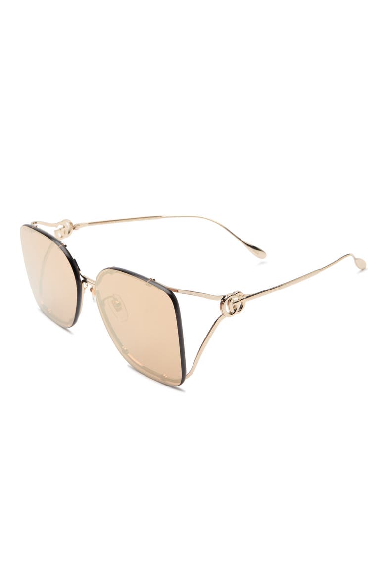 60mm Square Sunglasses, Alternate, color, GOLD GOLD BROWN