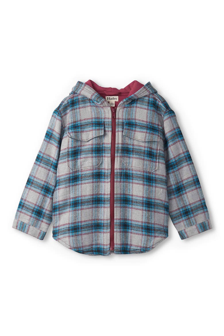 Kids' Cotton Flannel Hooded Jacket, Main, color, GREY