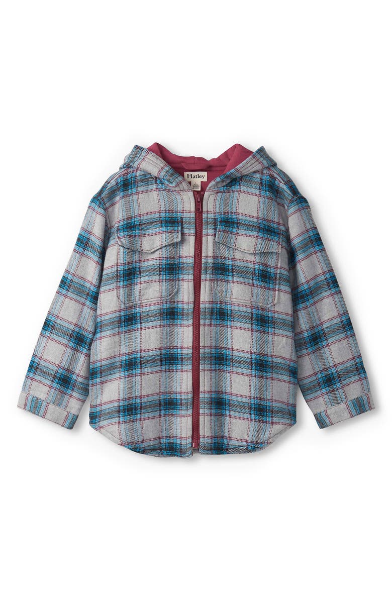 Hatley Kids' Cotton Flannel Hooded Jacket, Main, color, Grey