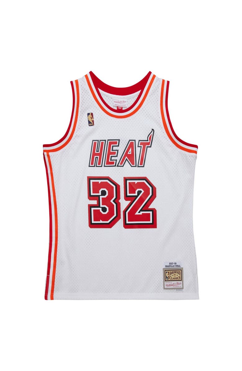 Mitchell & Ness Men's Mitchell & Ness Shaquille O'Neal White Miami Heat 2007/08 Hardwood Classics Swingman Jersey, Alternate, color, White