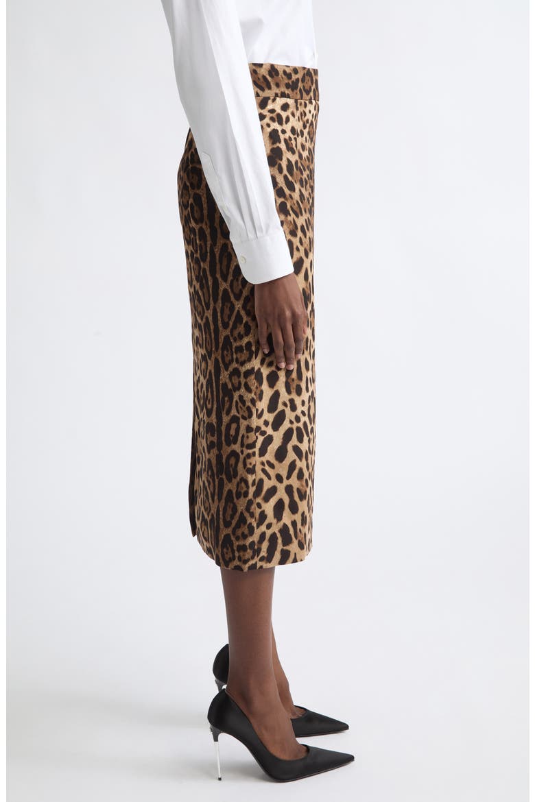 Leopard Print Stretch Cady Pencil Skirt, Alternate, color, LEO NEW