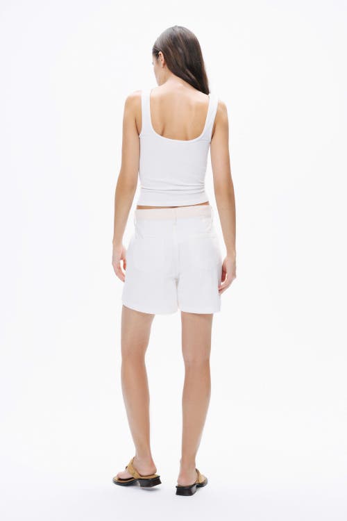Nocturne Mini Denim Shorts With Metal Button Accessories In Ivory