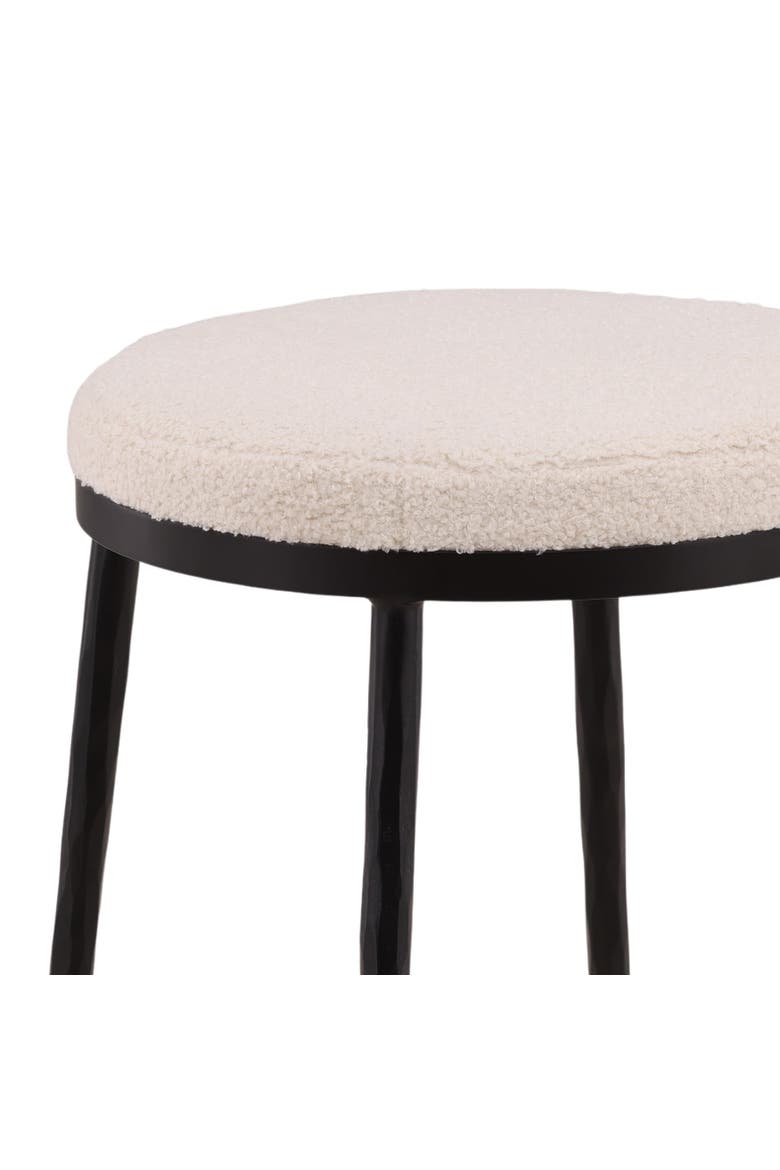 Willa Bouclé & Iron Bar Stool, Alternate, color, Ivory