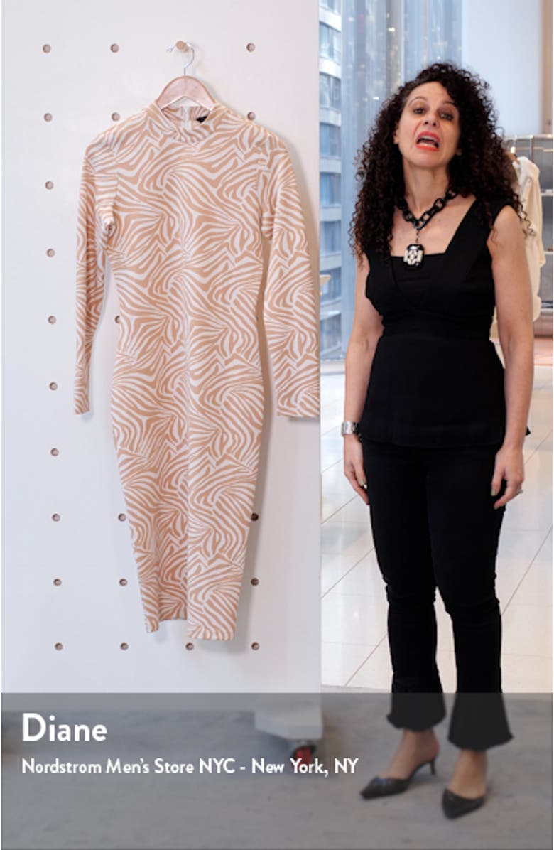 Zebra Print Long Sleeve Midi Dress, sales video thumbnail