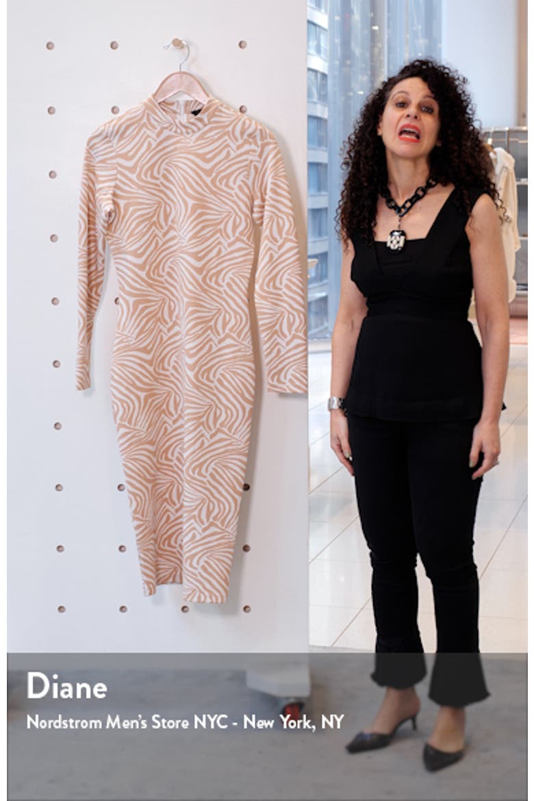 Zebra Print Long Sleeve Midi Dress video