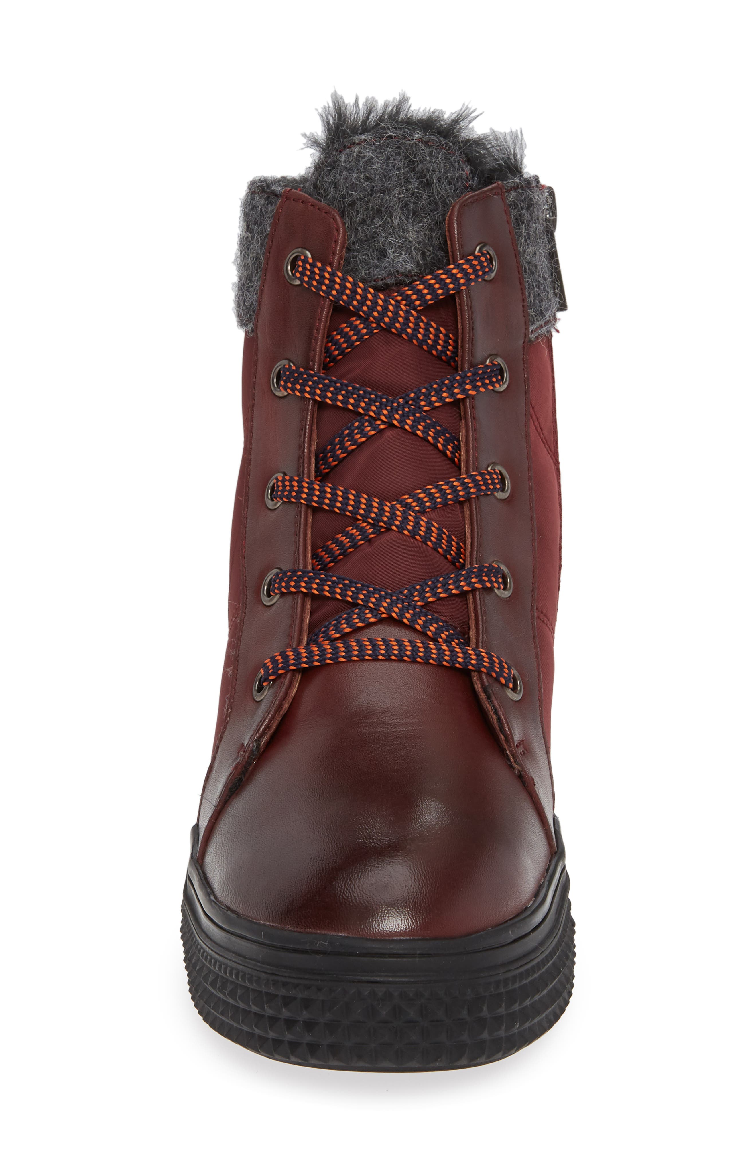Ithaca Waterproof Sneaker Bootie, Alternate, color, BURGUNDY LEATHER