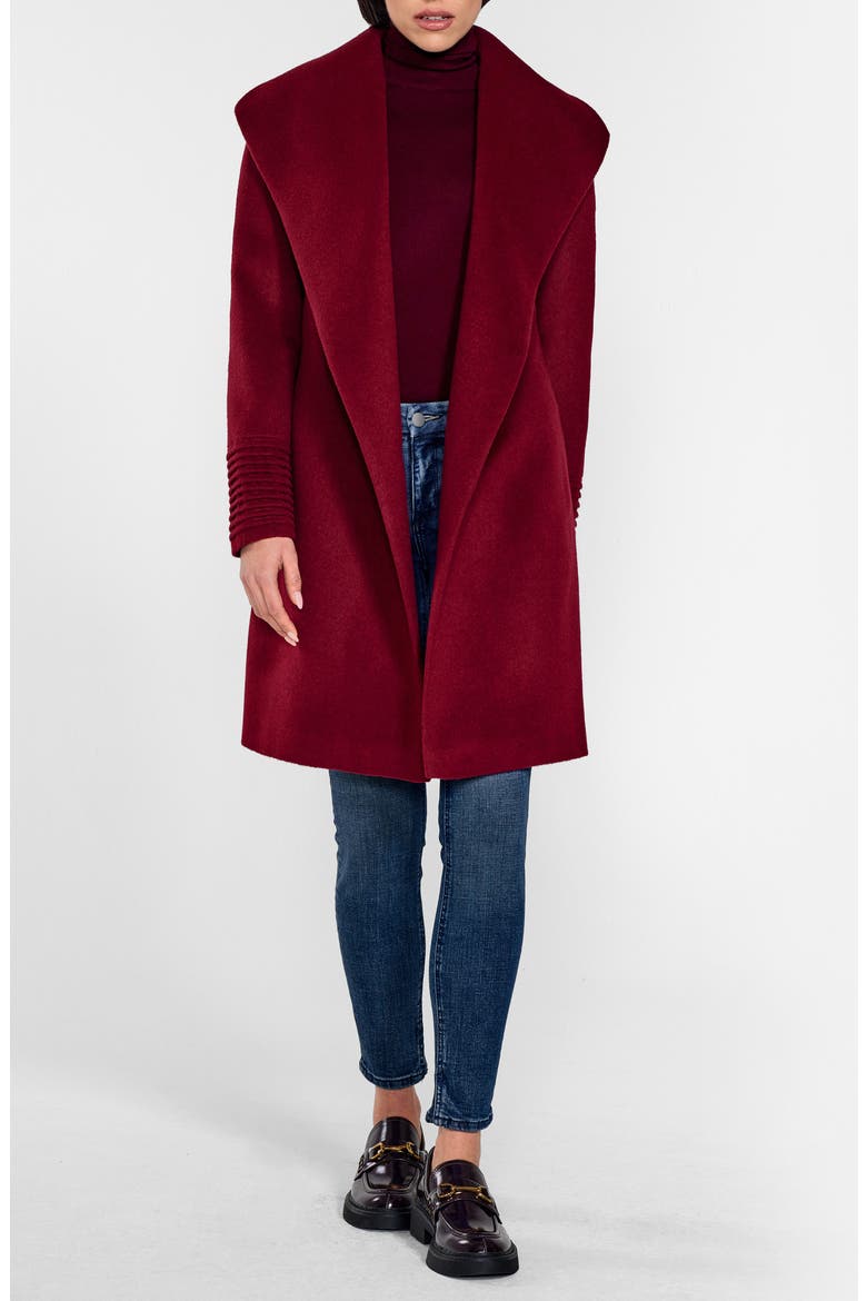 Shawl Collar Alpaca & Wool Coat, Main, color, GARNET RED