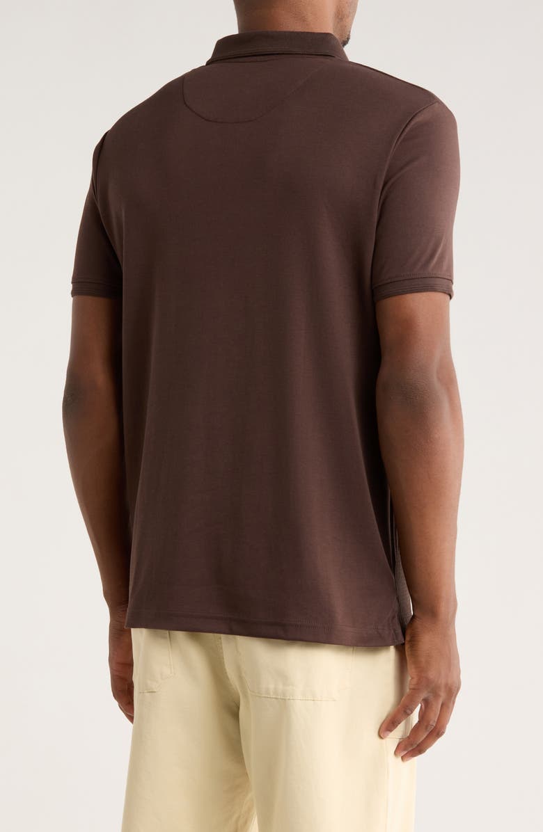 Cactus Man Texture Zip Polo, Alternate, color, Chocolate