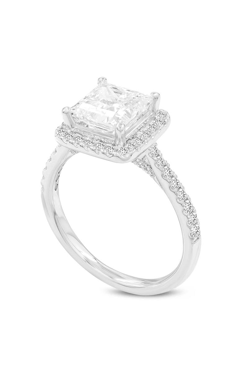 LuvMyJewelry Magdalena 14K White Gold Princess Cut Lab Grown Diamond Halo Engagement Ring - 2.4 Ct, Main, color, 14K White Gold