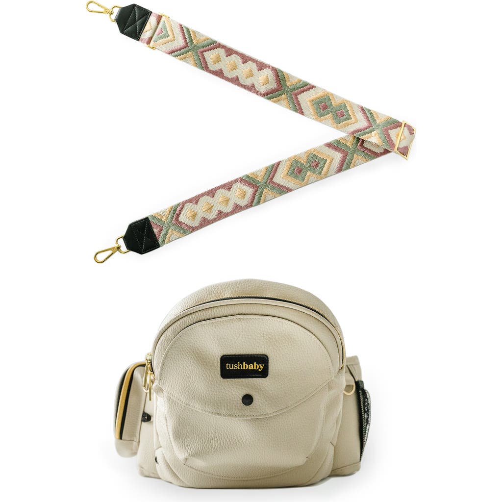 Tushbaby Hip Seat Carrier + Crossbody Strap Set in Cream/Embroidered Pink  product
