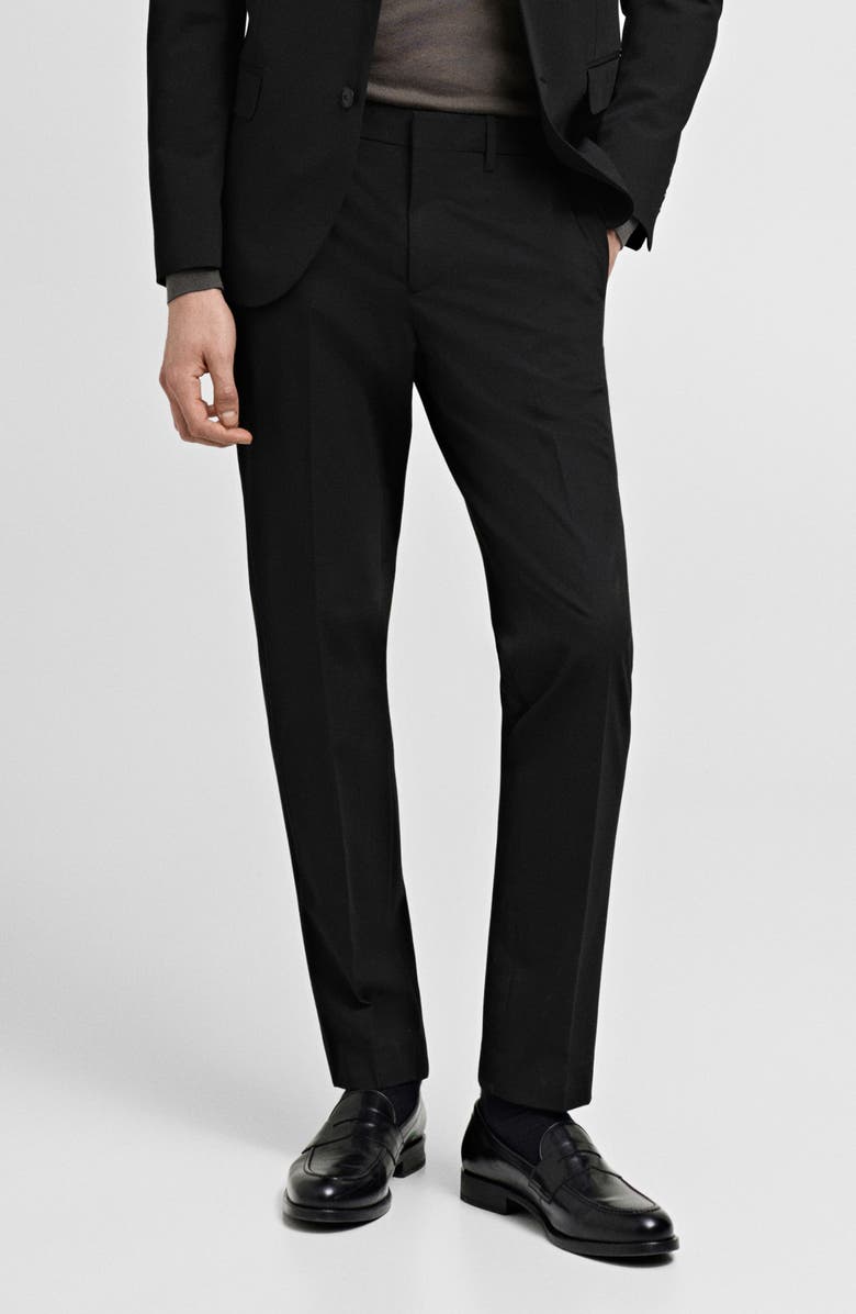 MANGO Superslim Fit Stretch Dress Pants, Main, color, Black