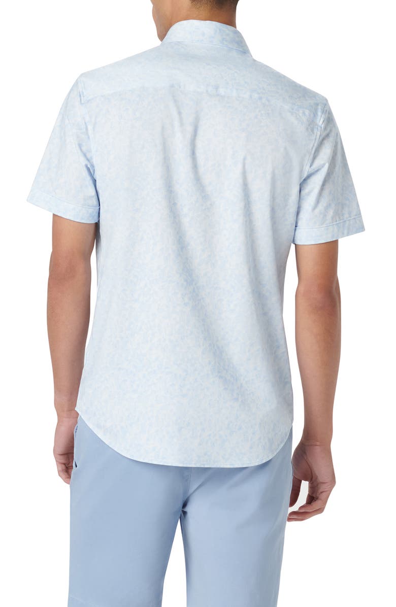 Bugatchi Miles OoohCotton<sup>®</sup> Watercolor Short Sleeve Button-Up Shirt, Alternate, color, Sky