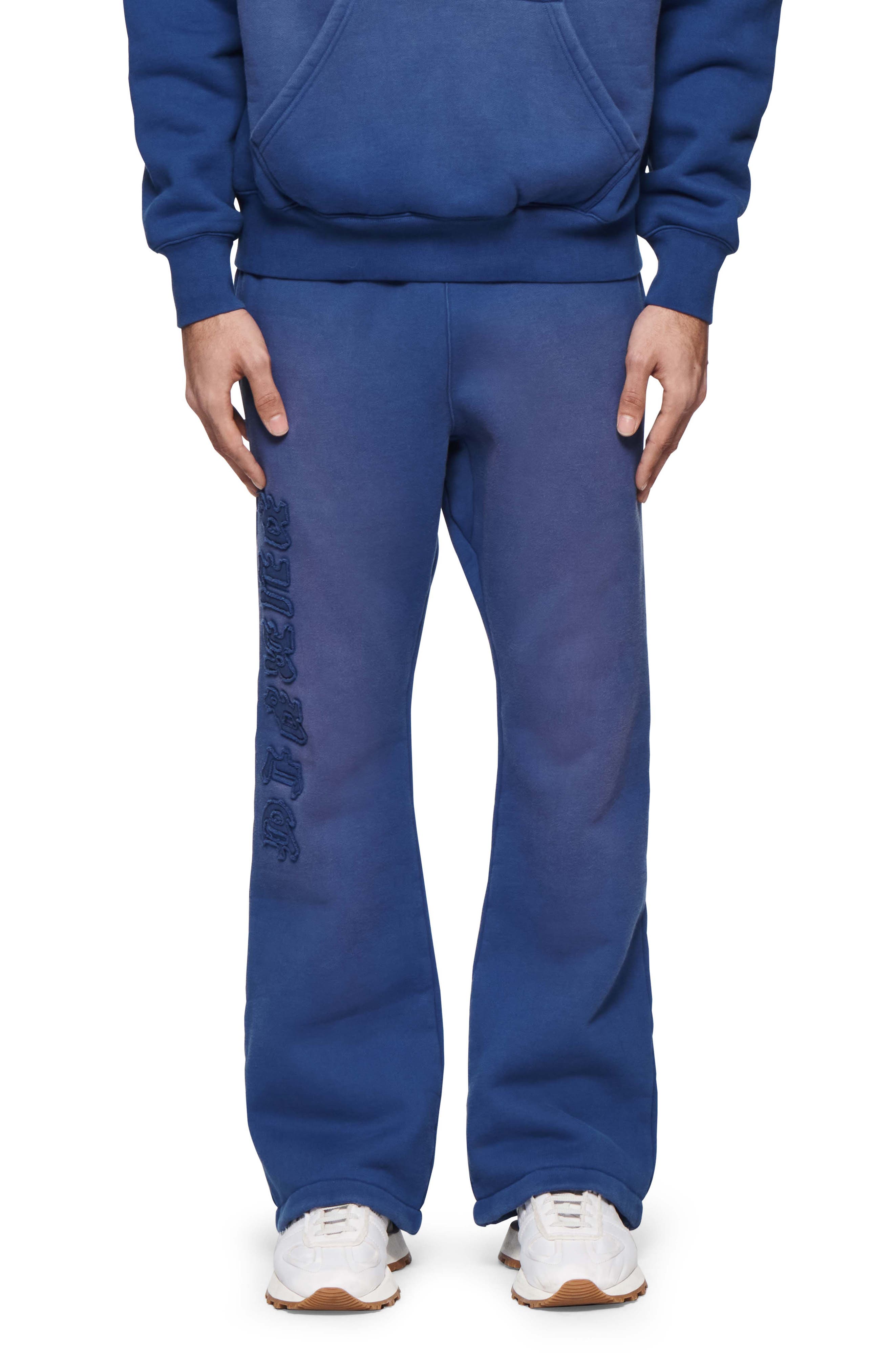 PURPLE BRAND Logo Appliqué Flare Cotton Fleece Sweatpants