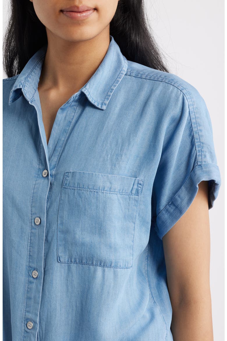 Romi Tie Front Denim Shirt, Alternate, color, LIGHT WASH