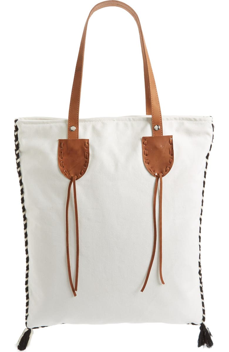 Sole Society Embroidered Vertical Canvas Tote, Alternate, color,