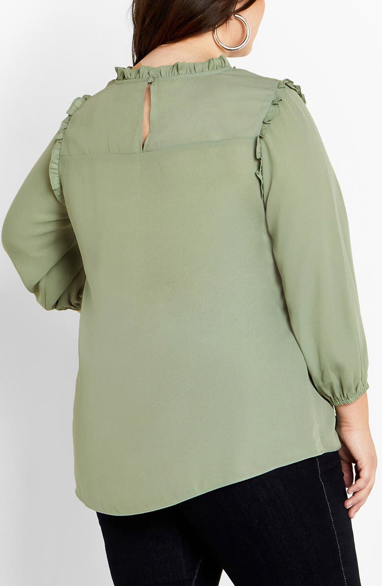 City Chic Katie Lace Yoke Top, Alternate, color, Sage