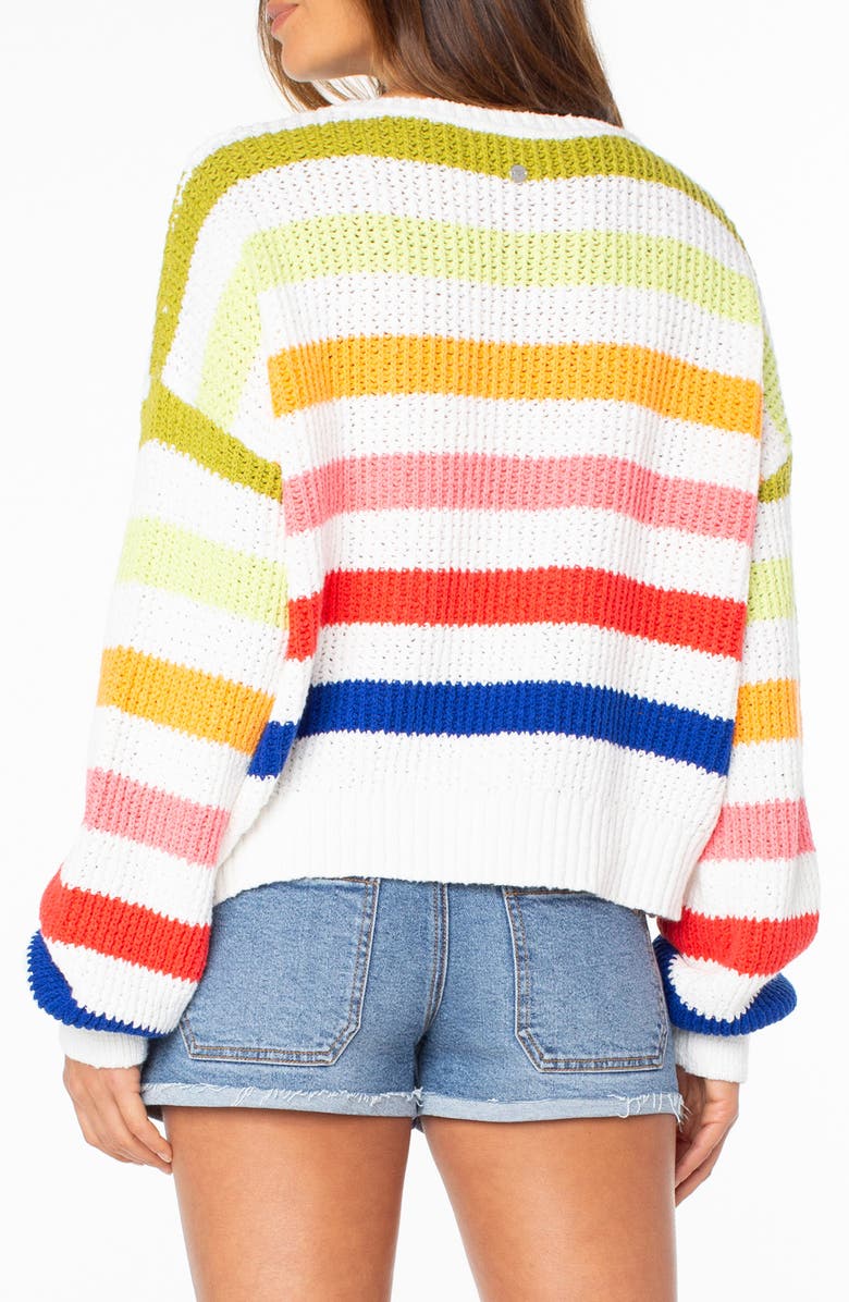 Roxy Sunset Stripe Sweater, Alternate, color, Cloud Dancer
