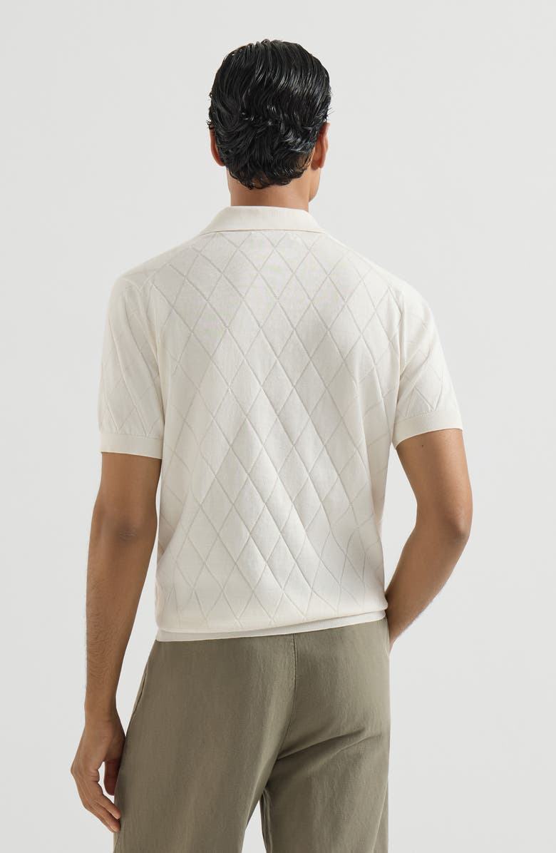 Brunello Cucinelli Lightweight knit Polo, Alternate, color, White
