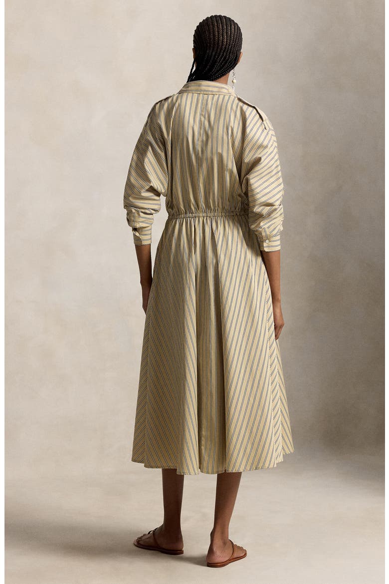 Stripe Long Sleeve Cotton Canvas Utility Shirtdress, Alternate, color, TAN-ROYAL MULTI