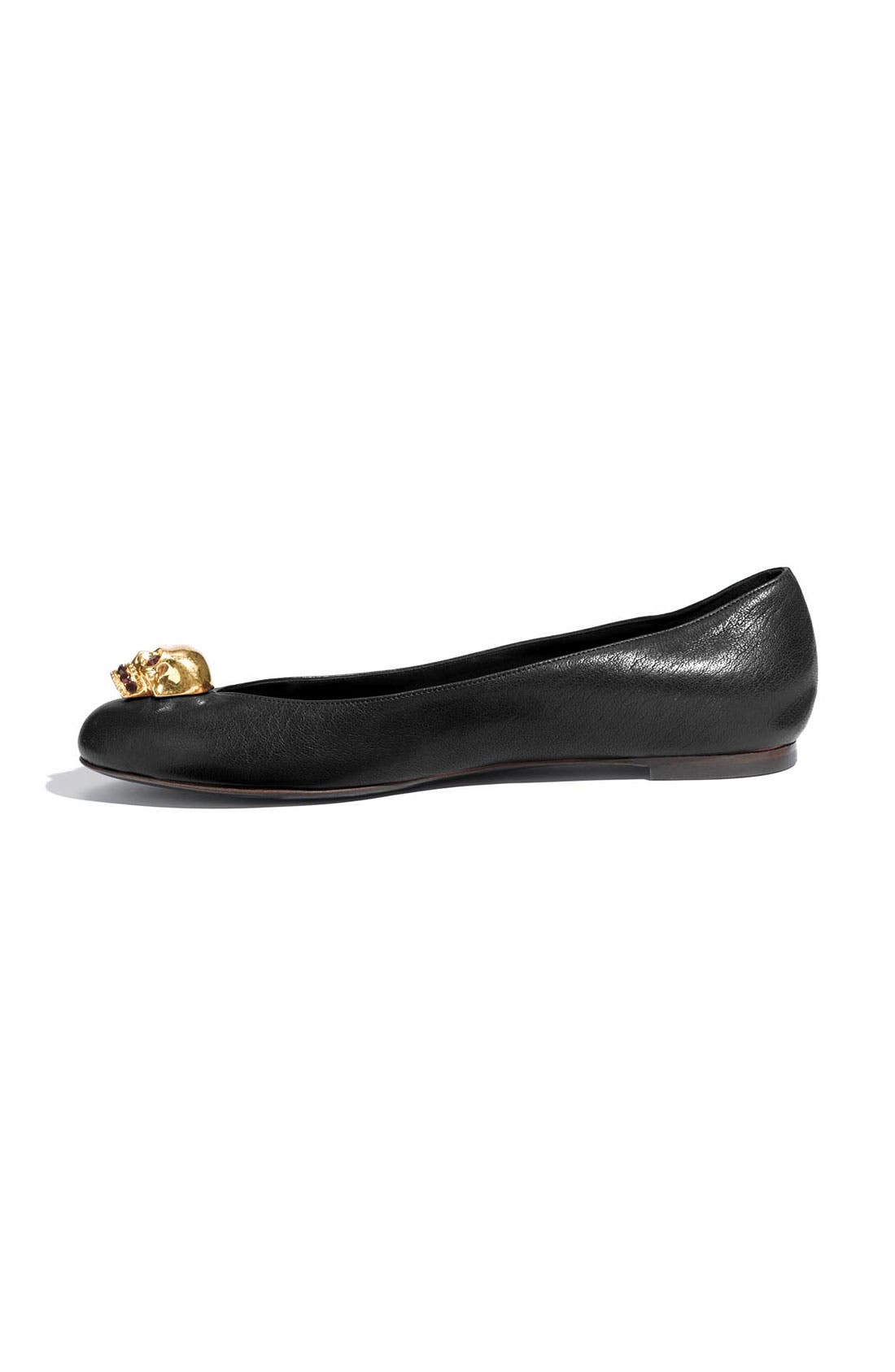Alexander McQueen Skull Ballet Flat, Alternate, color, BLACK