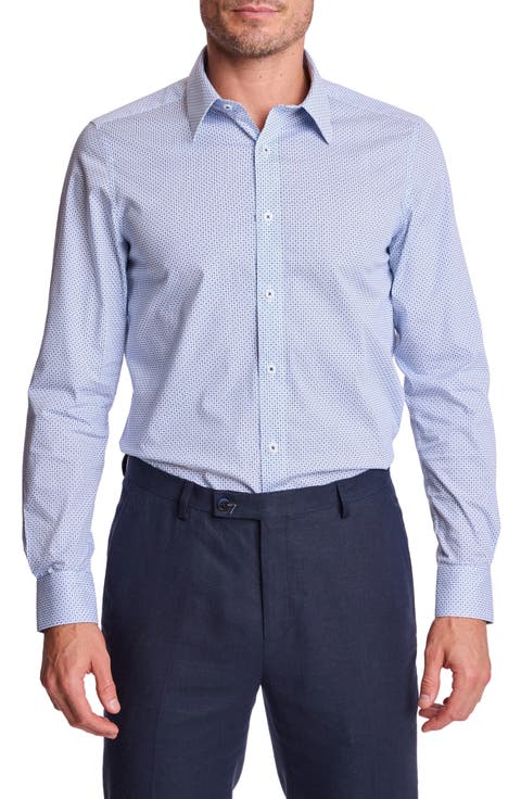 Trim Fit Stretch Cotton Button-Up Shirt