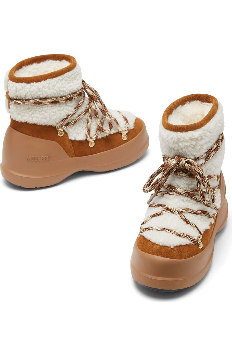 Moon Boot<sup>®</sup> Luna Water Repellent Genuine Shearling Boot, Alternate, color, Whisky/ Off White
