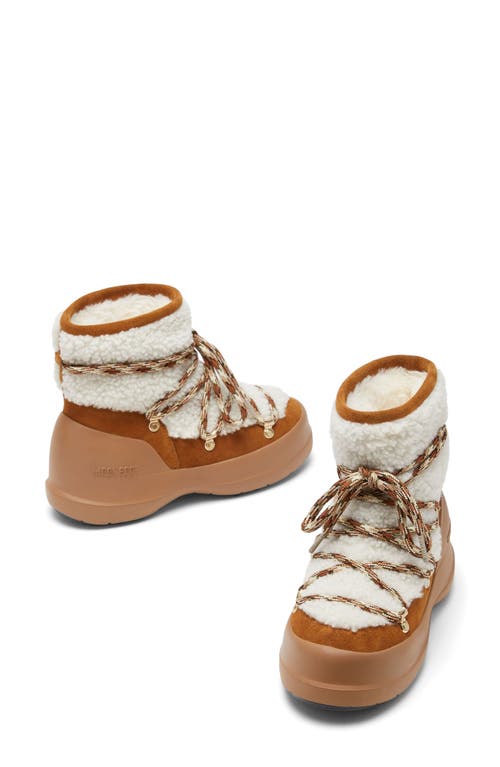 Moon Boot Luna Low Shearling And Suede Snow Boots In Brown