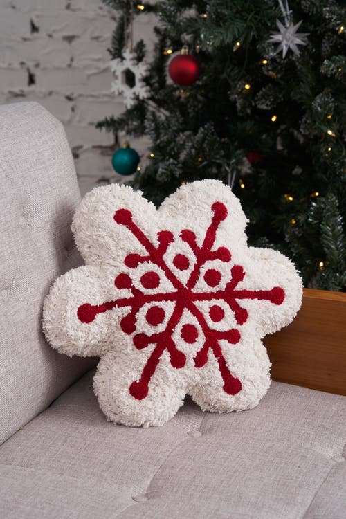 Carol & Frank Scarlett Snowflake Shaped Throw Pillow In White