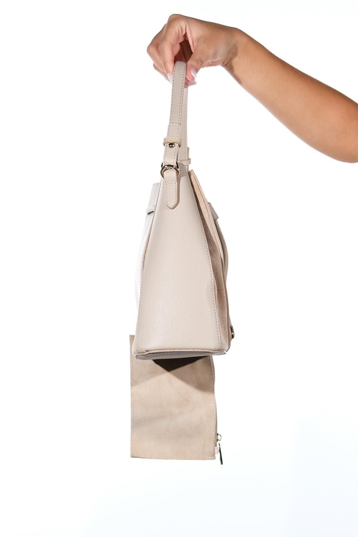 Forever & Always Shoes Maralis Leather Shoulder Bag, Alternate, color, Beige