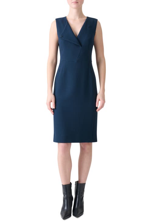Double Face Wool Crepe Sheath Dress