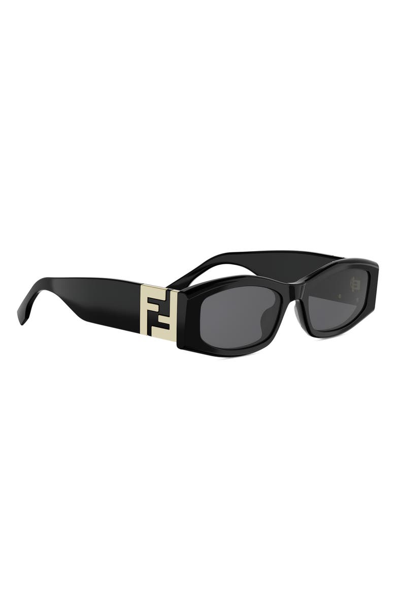 Fendi Forever Fendi 54mm Rectangular Sunglasses, Alternate, color, Shiny Black / Smoke