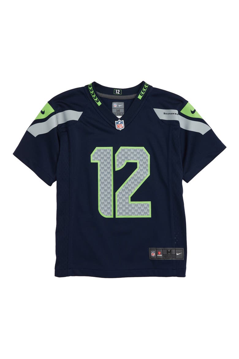 Youth Nike 12s Navy Seattle Seahawks Game Jersey, Main, color, NO COLOR