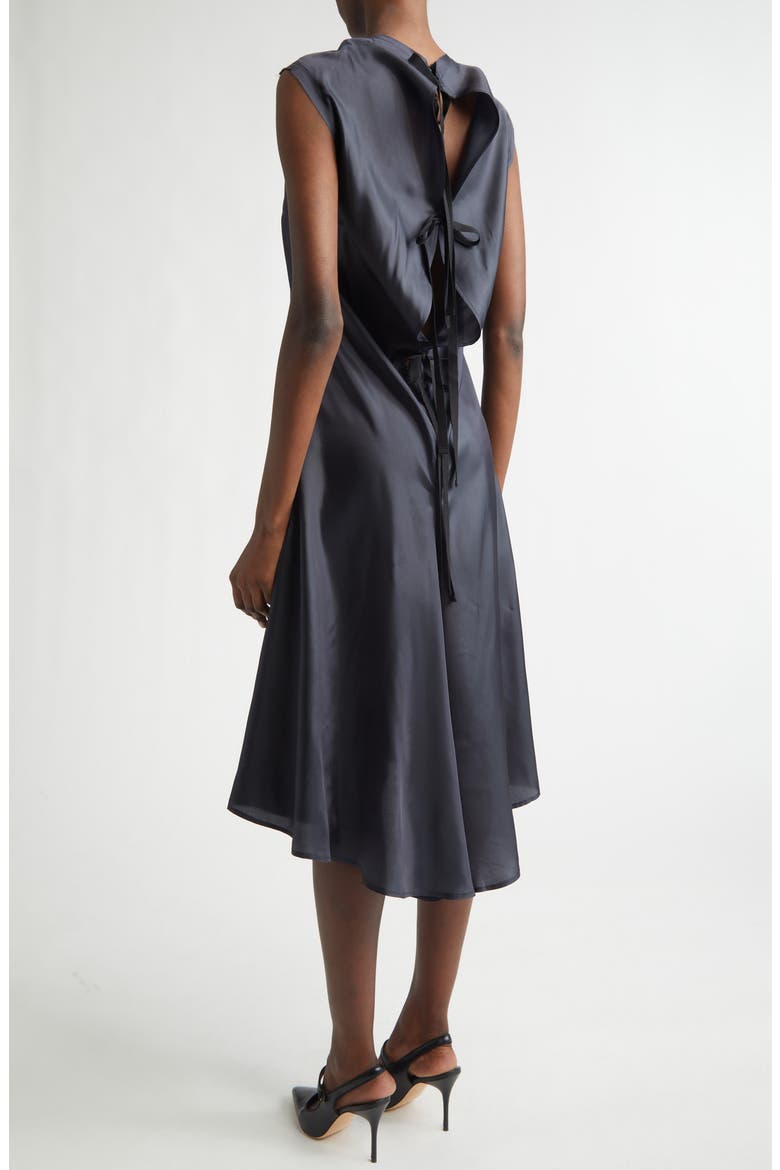 Ziggy Raw Edge Satin A-Line Dress, Alternate, color, DARK BLUE