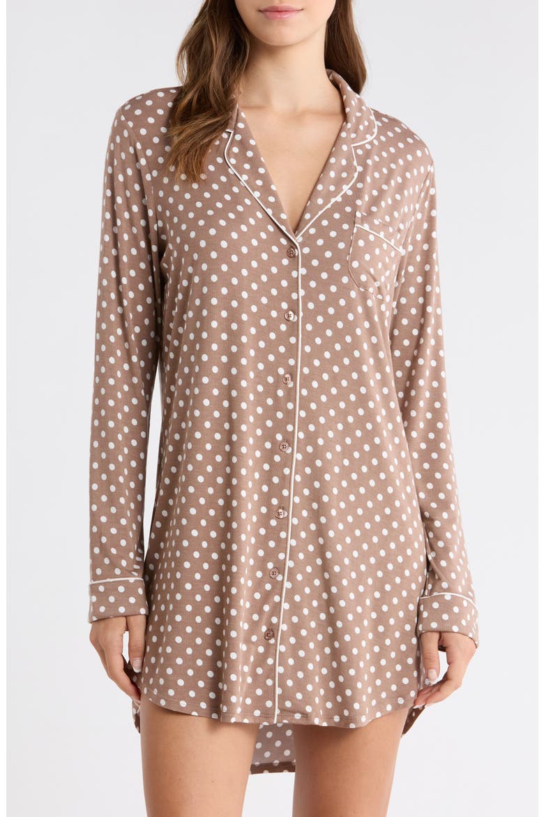 Moonlight Eco Nightshirt, Main, color, BROWN- IVORY EVEN DENSE DOT