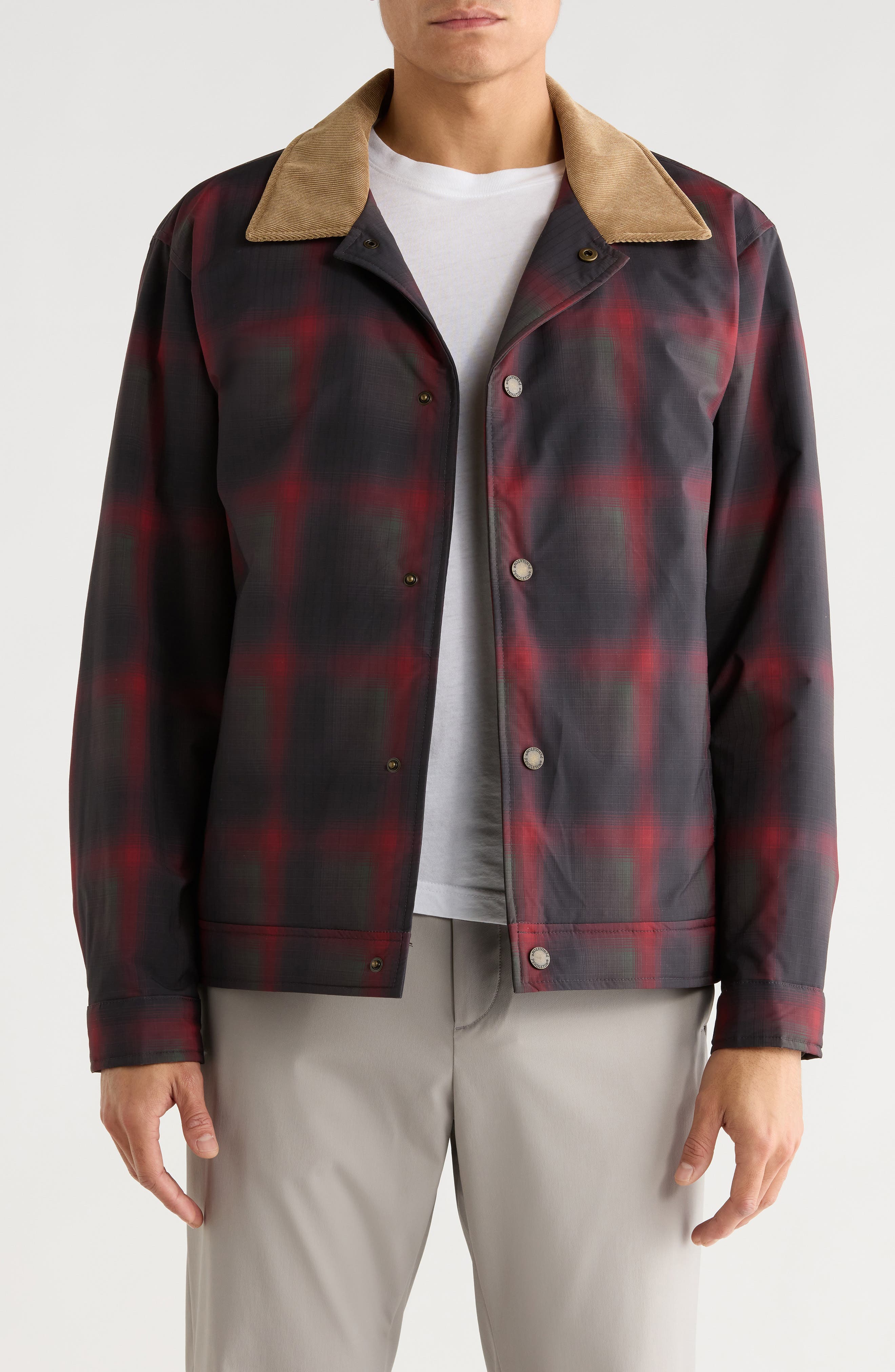 Plaid Corduroy Collar Ripstop Shirt Jacket