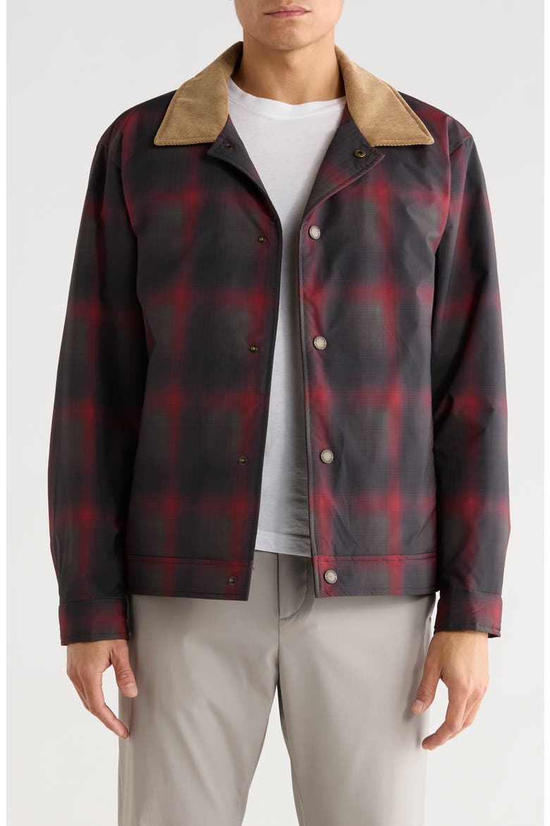 Plaid Corduroy Collar Ripstop Shirt Jacket, Main, color, RED OLIVE PLAID