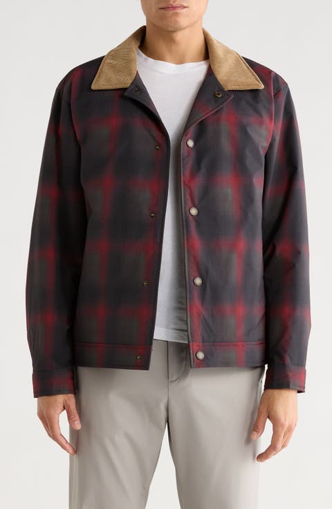 Plaid Corduroy Collar Ripstop Shirt Jacket