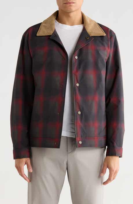 Plaid Corduroy Collar Ripstop Shirt Jacket
